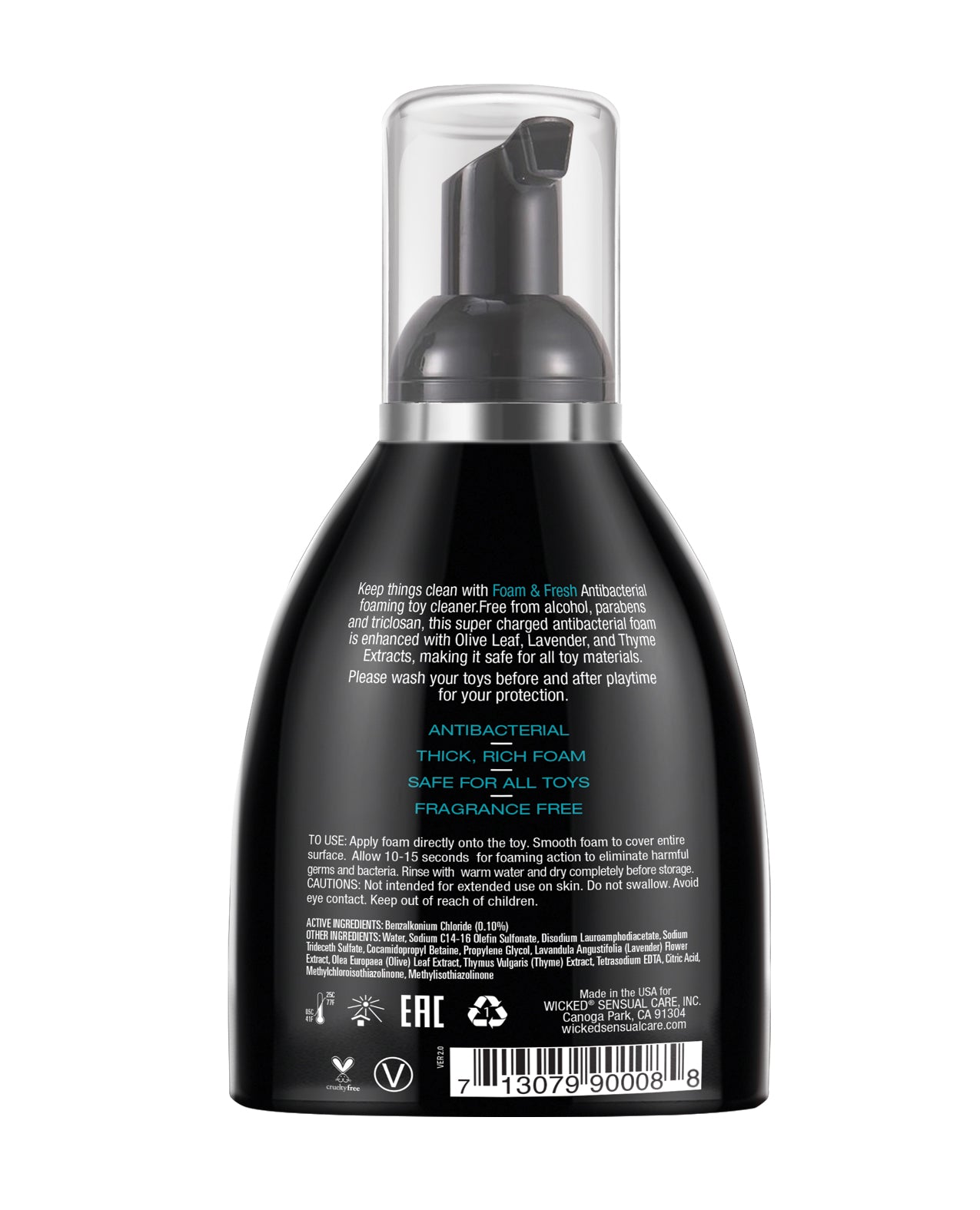 Wicked Sensual Care Foam N Fresh Anti-Bacterial Foaming Toy Cleaner - 8 oz