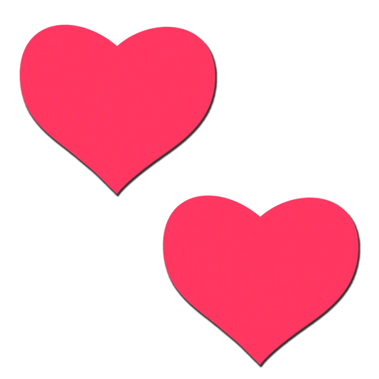 Love: Glow in the Dark Neon Pink Heart Pasties Nipple Covers by Pastease®